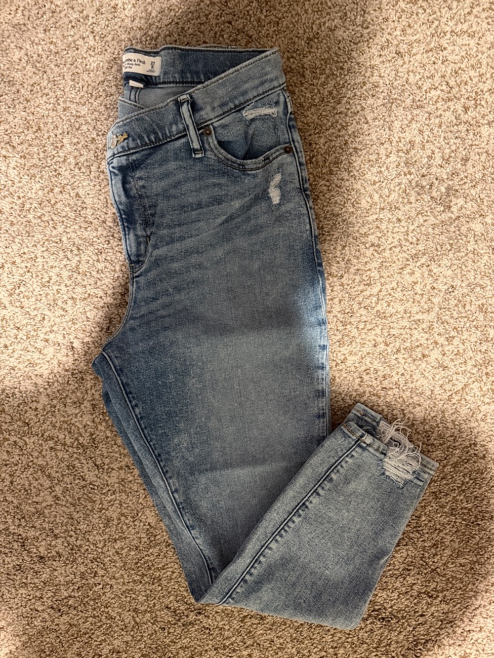 Abercrombie & Fitch Light Blue The Super Skinny Ankle-High Rise Jeans